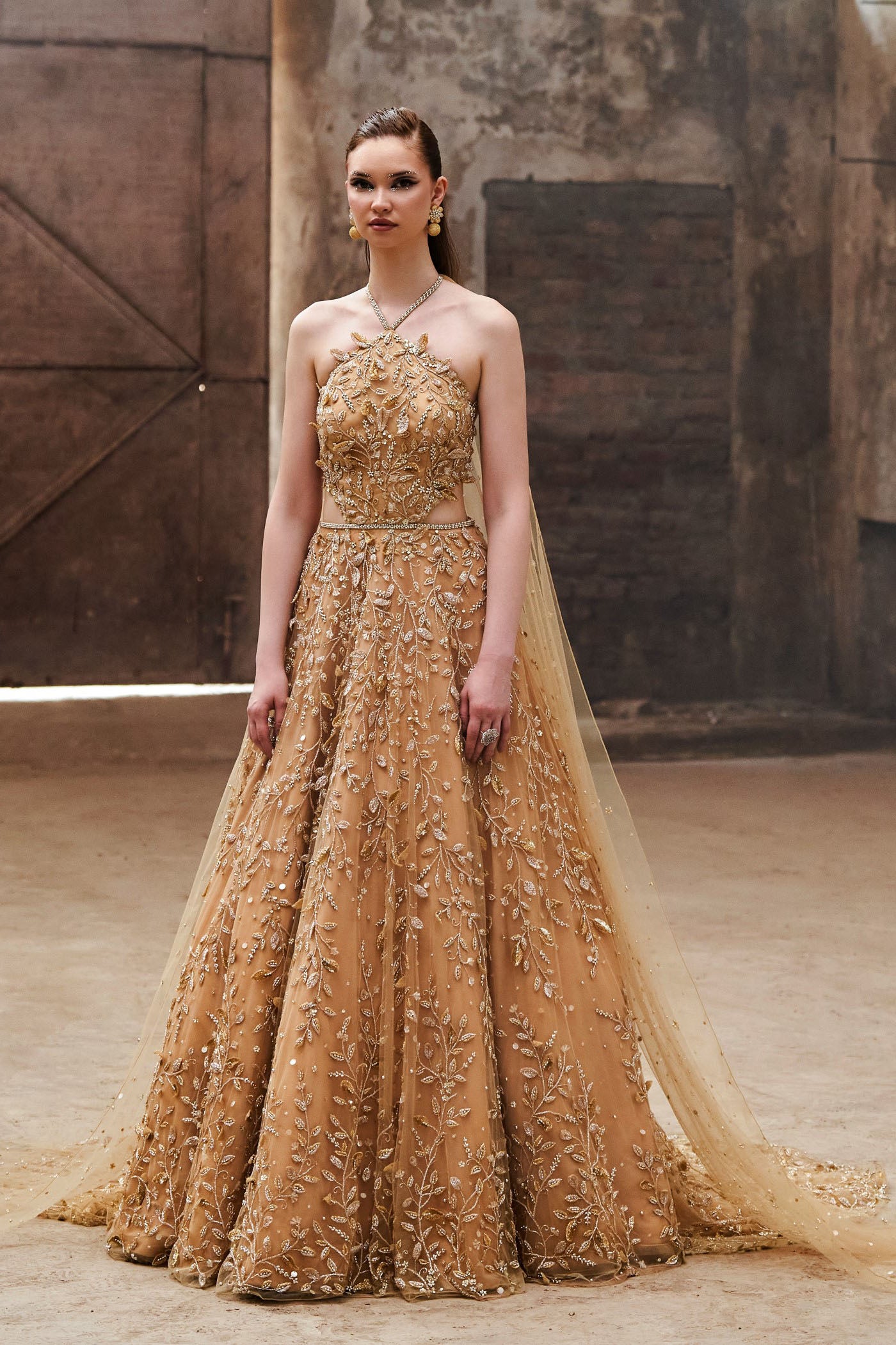 Gold Tulle Gown With Detachable Drapes 4XL Gold Tulle Gown With Detachable Drapes 4XL